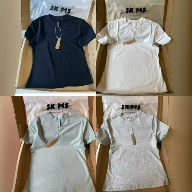 women's clothing wholesale im solid color round neck short sleeve T-shirt for women 24 summer new casual slim-fit style