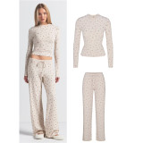 Christmas Limited Edition New Slim-Fit Long-Sleeve Round-Neck Top and Versatile Straight-Leg Pants Set
