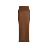 New Knitted Sleeveless High-Neck Tank Top and Bodycon Skirt Set for Women