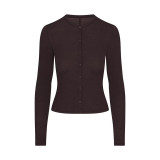 New Modal Semi-Transparent Long Sleeve Cardigan with Buttons, Solid Color, Slim Fit for Women