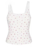floral pink stretchy tight top with lace straps
