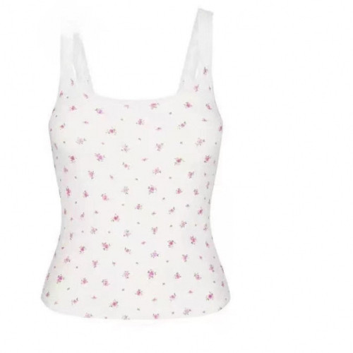 floral pink stretchy tight top with lace straps