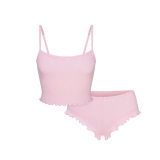 -style European and American sexy LOGO POINTELLE Valentine's Day floral hollow-out cotton set