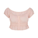Summer New Hot Girl Square Neck Puff Sleeve Slim Fit Camisole Top Casual Versatile Short Skirt Set