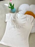 alternative to  COTTON JERSEY SCOOP NECK T-SHIRT square neck French short-sleeve T-shirt