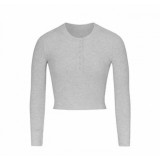 -style long-sleeve T-shirt, new waffle series knitted pullover top, slimming effect