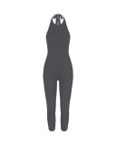 New Arrival: 's New Model - Deep Backless Halter Neck Strap Bodysuit Slim Fit Jumpsuit