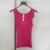 -style U-neck ribbed tank top, European and American slim-fit solid color inner and outer wear sports crop top