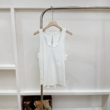 -style U-neck ribbed tank top, slim-fit solid color, suitable for both inner and outer wear, sports crop top