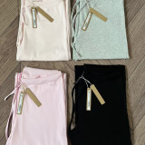 Cotton Jersey  European and American Comfortable Versatile Ribbed Waist Straight-Leg Stretch Pants