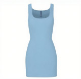 *s*k*  bodycon pink ribbed slip dress sleeveless U-neck tank dress mint green