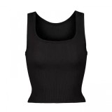 U-neck ribbed camisole European and American slim-fit solid color inner layer outerwear sports crop top