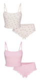 New S -style European and American sexy LOGO POINTELLE Valentine's Day floral hollow-out cotton set