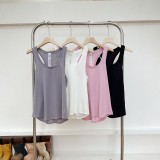 -style U-neck ribbed tank top, slim-fit solid color, suitable for both inner and outer wear, sports crop top