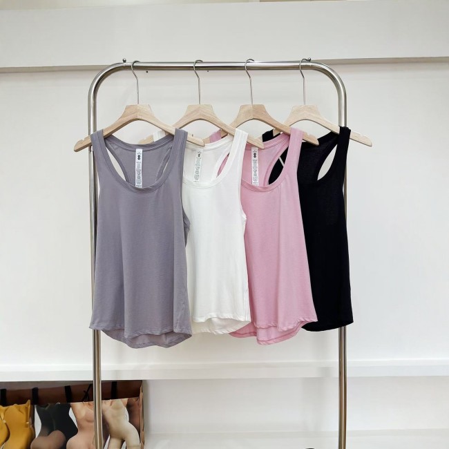 -style U-neck ribbed tank top, slim-fit solid color, suitable for both inner and outer wear, sports crop top
