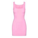 *s*k*  bodycon pink ribbed slip dress sleeveless U-neck tank dress mint green