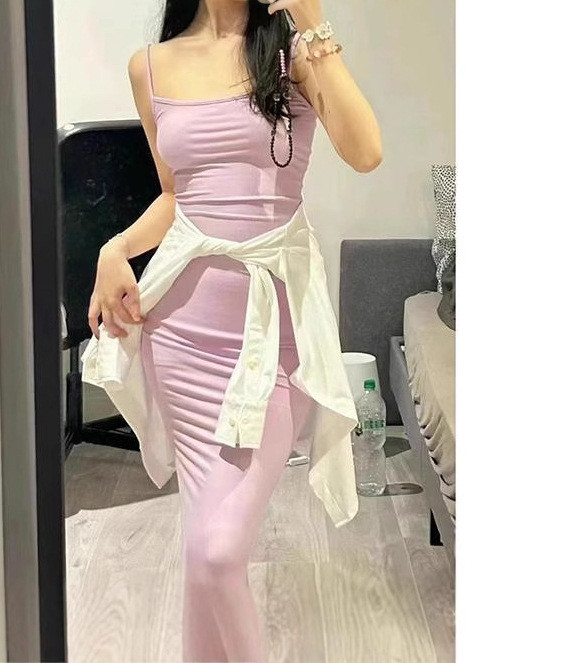 Niche *  sexy and alluring hot girl dress, slim-fit, figure-flattering, strapless long dress with a high-end feel and body-hugging design