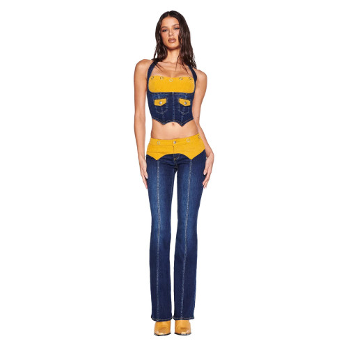 Corduroy patchwork denim halter corset TOMMIE jeans