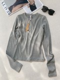 cotton ribbed long-sleeve T-shirt top