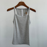 -style U-neck ribbed tank top, European and American slim-fit solid color inner and outer wear sports crop top