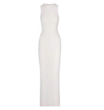 In-stock I*MS round-neck sleeveless tank dress, solid color stretchy knitted shapewear slip dress for summer