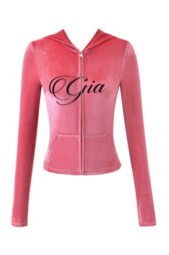 New fashion solid color zip-up hooded jacket casual relaxed slim-fit pants comfortable simple suit