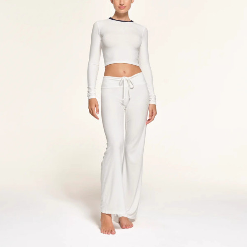 SOFT LOUNGE crop top modal ribbed long-sleeve T-shirt short top base layer