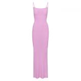 same style sexy ribbed camisole dress for women, backless, slimming, bodycon long dress