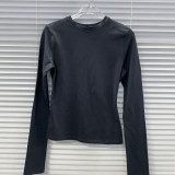 alternative to  and Zhao Lusi's style, COTTON JERSEY tight-fitting cotton base shirt, long-sleeve t-shirt