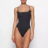 blogger's same style FITS EVERYBODY lace-trimmed camisole bodysuit