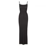 same style sexy ribbed camisole dress for women, backless, slimming, bodycon long dress