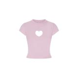 26 New Valentine's Day Limited Edition Heart-Shaped Hollow Short-Sleeve T-Shirt and Straight-Leg Shorts Casual Versatile Set