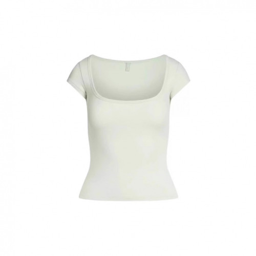COTTON JERSEY SCOOP NECK T-SHIRT French square neck short-sleeve T-shirt