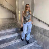 European and American sexy irregular halter neck tie-up camisole, waist-revealing slim-fit crop top