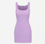 *s*k*  bodycon pink ribbed slip dress sleeveless U-neck tank dress mint green