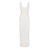 SOFT LOUNGE Lace Floral Stretch Dress Ribbed Backless Strap Long Dress