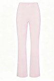 stretch ribbed knit high-waisted pants with square neckline and lace trim