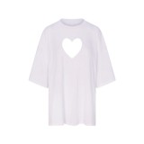 Valentine's Day limited edition pink heart cutout short-sleeve T-shirt and long pants jumpsuit