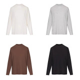 same style   women's loose cotton long-sleeve T-shirt, boyfriend style, comfortable silhouette with dropped shoulders