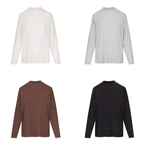 same style   women's loose cotton long-sleeve T-shirt, boyfriend style, comfortable silhouette with dropped shoulders