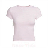 Influencer * celebrity style niche in-stock Lioness pink striped short-sleeve T-shirt and loose casual pants