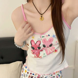 Nanyou   Easter limited edition lamb print graffiti lace short-sleeve T-shirt and pants set