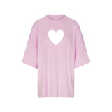 26 New Valentine's Day Limited Edition Heart-Shaped Hollow Short-Sleeve T-Shirt and Straight-Leg Shorts Casual Versatile Set