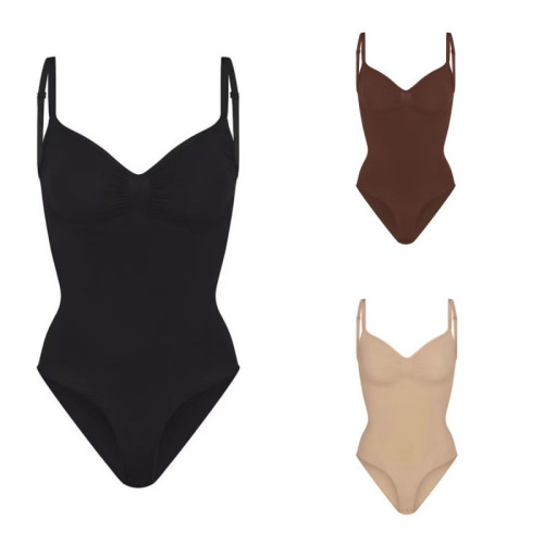 -style sexy seamless one-piece shapewear with waist and tummy control, triangle hip-hugging thong