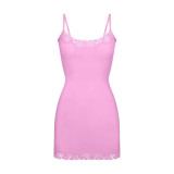 -style new summer camisole dress, sexy tight-fitting bodycon lace mini dress