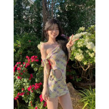 Purely desirable hot girl off-shoulder hollow-out dress, slim-fit bodycon dress, fashionable off-shoulder millennium dress