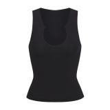 -style heart-neck sleeveless tank top, pure cotton casual tank top, V-neck T-shirt for layering