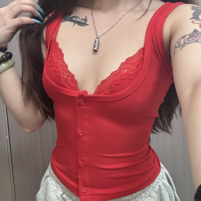 Valentine's Day SOFT LOUNGE LACE Sexy Lace Patchwork Tank Top Long Sleeve Dress