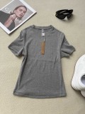 ribbed short-sleeve stretch T-shirt, slim-fit, flattering, women's short-sleeve T-shirt, simple, new style 25