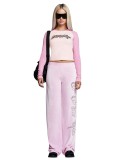 New autumn and winter hooded casual long-sleeve loose-fit letter rhinestone zipper sweatshirt set
